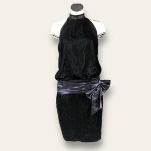 Vintage Gunne Sax Black Drop Waist sleeveless dress size 7